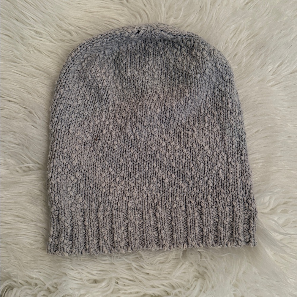 Gray Knit Beanie Winter Hat with Gem Accent - Picture 2 of 4